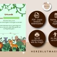 Dschungelparty Mitgebsel – Personalisierte Urkunden zum Ausdrucken für Kindergeburtstag & Abenteuerfeier Bild 2