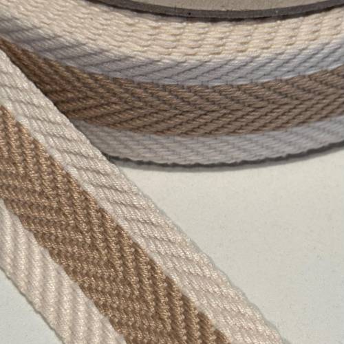 1 Meter Gurtband Fischgrät beige, 30mm