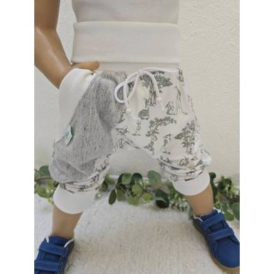 Shorts Pumphose Gr.98-104 weiß Waldtiere Baggytasche Kinderhose