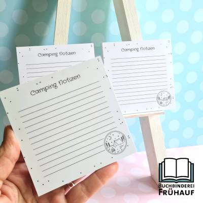 Camping Notizblock – Wohnmobil, Wohnwagen oder Zelt | 50 Blatt, 10x10 cm, Geschenk für Camper