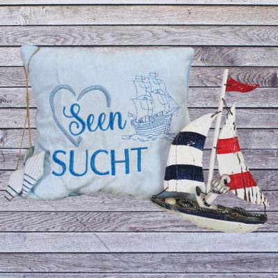 Stickdatei Maritim Urlaub Auszeit am Meer – Seensucht Stickmuster Set für Maschinenstickerei