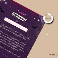 Urkunde Halloween-Grusel-Urkunde | Kinder-Halloweenparty | Vampir | Kürbis Spinnennetz Urkunden A4 | Kinderparty | Bild 4