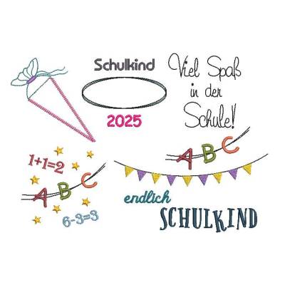 Stickdatei Schule Schulanfang Motive in mehreren Größen SET