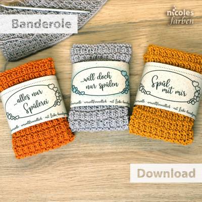 Geschenkverpackung für Spültücher – Banderole mit witzigen Sprüchen zum Selbstausdrucken