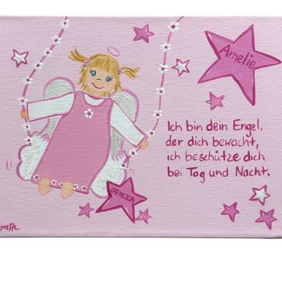 Schutzengelbild Schutzengel Bild Mädchen Geschenk zur Taufe Geburt