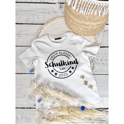 Cooles T-Shirt Schulkind 2025 mit Name des Kindes, personalisiert, Erstklässler, Geschenk zur Einschulung