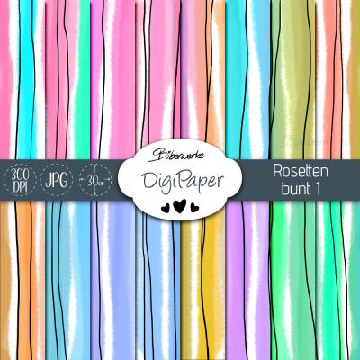 16x DigiPaper Rosetten bunt 1 perfekt für Rosetten - Zum Drucken oder Sublimieren - DigiPapier von Biberwerke