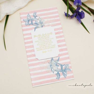 „Fürchte dich nicht“ – christliche Klappkarte mit Bibelvers in Goldprägung, Lilienmotiv, inkl. Umschlag