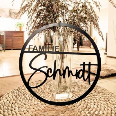 Dekoring „Familie“ personalisiert – Familienschild mit Namen, wetterfestes Türschild