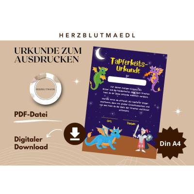 Drachenparty / Ritterparty Mitgebsel – Personalisierte Urkunden zum Ausdrucken für Kindergeburtstag & Drachenabenteuer