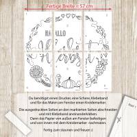 XL Fensterbild Vorlage Herbstkranz für Kreidemarker – PDF Download zum Nachmalen Bild 3