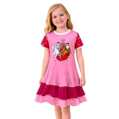 Bibi und Tina Rüschenkleid rosa pink // Mädchen Kleid A-Linie mit Amadeus Bibi und Tina - festliches Mädchenkleid