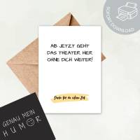 Lustige Karte zum Abschied zum Ausdrucken | Abschied Kollegen, Rente oder Ruhestand | digitale Datei ausdrucken | Bild 1