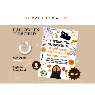 Halloween Türschild zum Selbstausdrucken – Gruselige Dekoration für Trick-or-Treat &