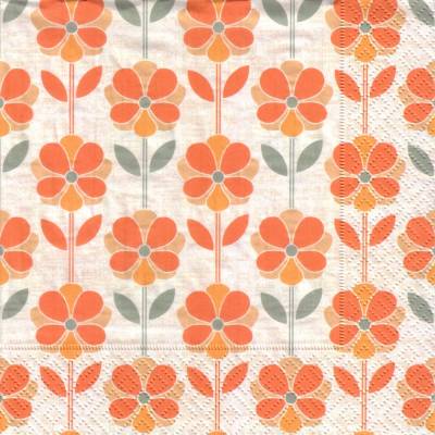 Lunchservietten Retro-Safran, stilisierte Safranblüten 70er Jahre Design
