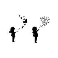 Mädchen mit Schmetterling Bundle PNG SVG Datei - Download Plotterdatei - Plotter File - Kleines Mädchen von Schmetterlin Bild 1