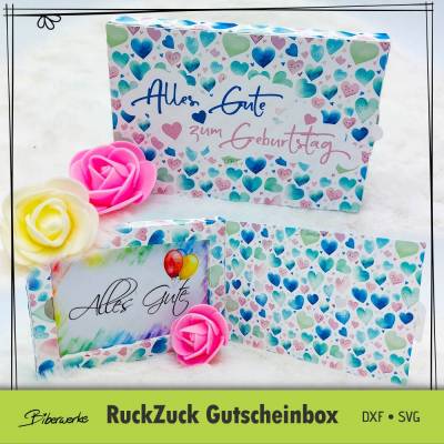 Plotterdatei RuckZuck Gutscheinbox – praktische Verpackung für Gutscheine (SVG + DXF) inkl. Anleitung