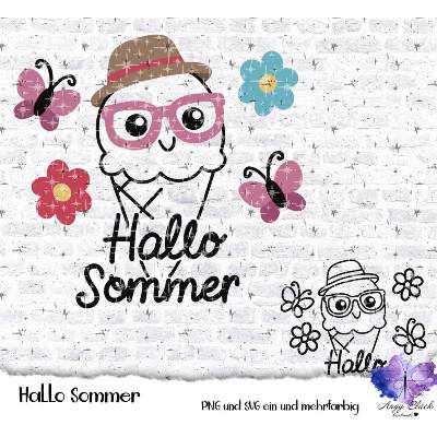 Plotter und Laserdatei, Hallo Sommer. SVG und PNG, für Folie und gravieren