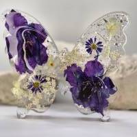 Schmetterling mit Blüten lila-weiß/ LED Lichtsockel Bild 2