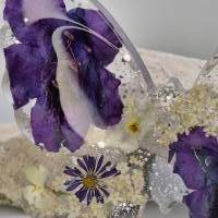 Schmetterling mit Blüten lila-weiß/ LED Lichtsockel Bild 4