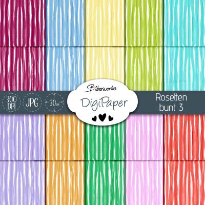 20x DigiPaper Rosetten bunt 3 perfekt für Rosetten - Zum Drucken oder Sublimieren - DigiPapier von Biberwerke