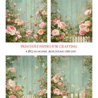 4 florale Vintage Grafiken zum Download - 4 JPG Dateien, 300 dpi - Romantic Rose - 600001 Bild 1