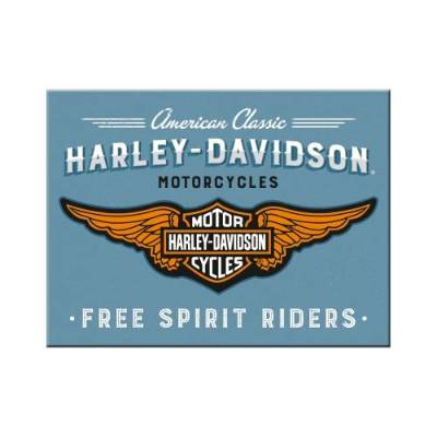 Harley-Davidson Kühlschrankmagnet Logo Blau – 8x6 cm Magnet Biker Motorrad