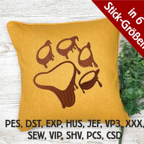 Stickdatei Hundepfote in 6 Größen, Maschinenstickerei, Stickmuster mit Hundemotiv