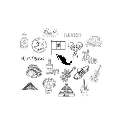 Mexico Mexiko Bundle PNG SVG Datei - Download Plotterdatei - Plotter File - Chichén Itzá Mexikanisches Essen Fiesta Taco