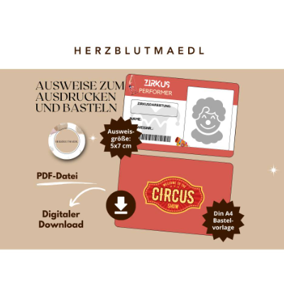 Zirkus-Ausweise DIY – Das perfekte Mitgebsel für unvergessliche Zirkus-Events, Kindergeburtstage und mehr