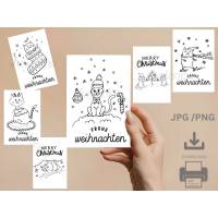 Katzen Weihnachtskarten, DOWNLOAD, JPG PNG Bild 1