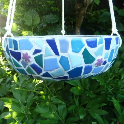Blumenampel Mosaikschale zum Hängen bunt Vogeltränke