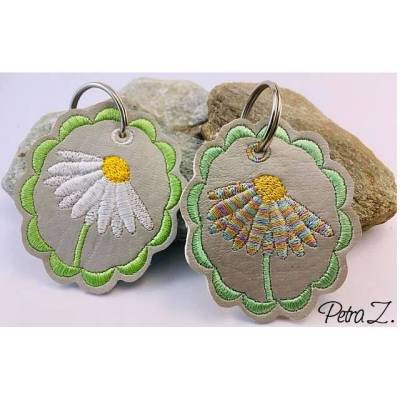 * Schlüsselanhänger * ITH Blume Margerite 3 versch.Rahmen mit vielen Mehrfachstickbögen