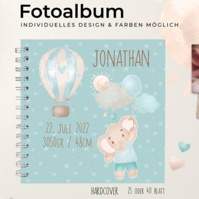 Baby Fotoalbum - Personalisiert, Kind - Mein erstes Jahr | Spiralalbum | Taufgeschenk, Taufe, Geburtstag