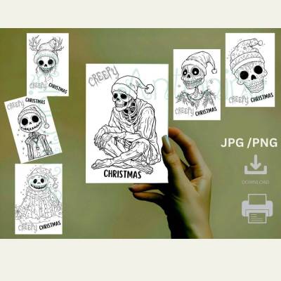 gruselige Weihnachtskarten, DOWNLOAD, JPG PNG