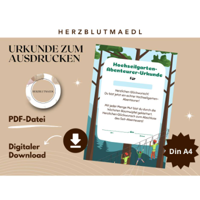 Urkunden zum Kindergeburtstag im Hochseilgarten – Das perfekte Mitgebsel für unvergessliche Abenteuer