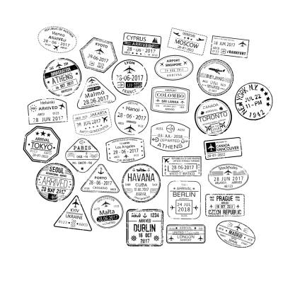 Reisestempel Travel Stamp Bundle PNG SVG Datei - Download Plotterdatei - Plotter File - Poststempel Reisepass Visa Airpo