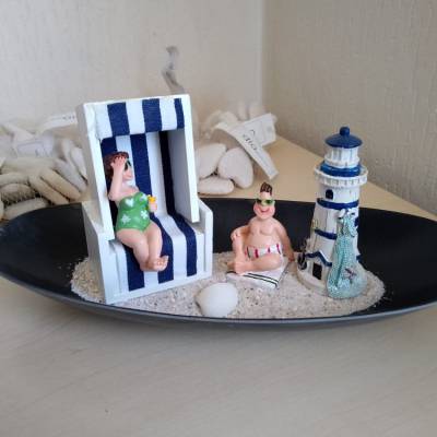 Maritime Tischdekoration Sommer Strandkorb Leuchtturm Muscheln Geschenkidee