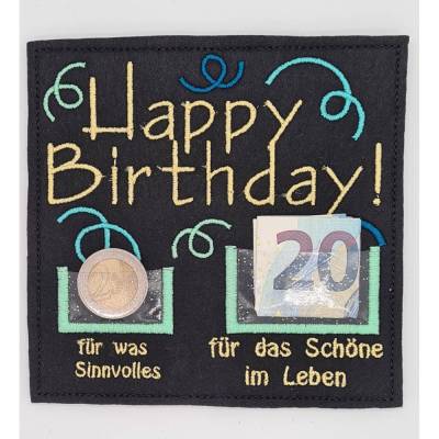 Stickdatei für Geldhülle Geburtstag