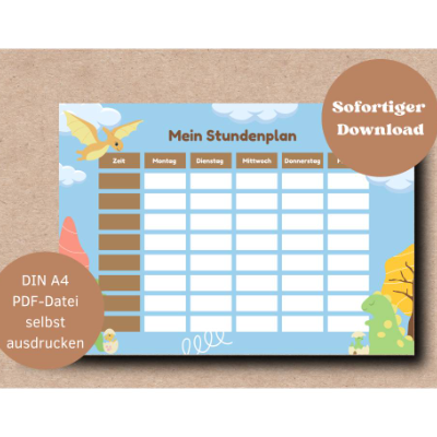 Dino -  Stundenplan DIN A4