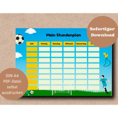Stundenplan Fußball DIN A4
