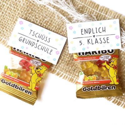 Druckvorlage Endlich 5. Klasse, Tütenverschluss, tschüss Grundschule, Fünftklässler, Schulbeginn, Schulwechsel