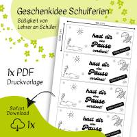 Druckvorlage Geschenk Ferienstart, Abschiedsgeschenk, letzter Schultag, Geschenk Ferien für Schüler, Kleinigkeit Lehrer Bild 4