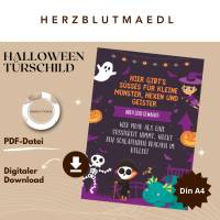 Halloween Türschild zum Selbstausdrucken – Gruselige Dekoration für Trick-or-Treat & Bild 1