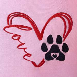 Stickdatei Loveherz double Hundepfote in 6 Größen, Maschinenstickerei, Stickmuster mit Hundemotiv Bild 3