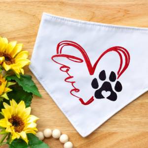Stickdatei Loveherz double Hundepfote in 6 Größen, Maschinenstickerei, Stickmuster mit Hundemotiv Bild 4
