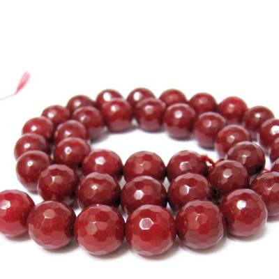 10 mm Rubinrot Jade Perlen facettiert – Edelsteinstrang für Schmuckherstellung