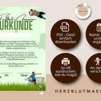 Fußball Urkunde als Mitgebsel für den Kindergeburtstag | Geschenktüte für Kinder | Fußballturnier Bild 2