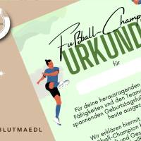 Fußball Urkunde als Mitgebsel für den Kindergeburtstag | Geschenktüte für Kinder | Fußballturnier Bild 5