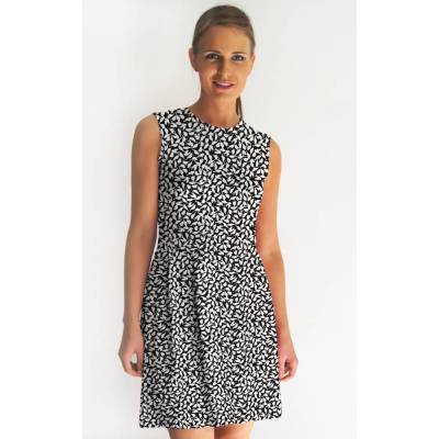 Kleid MIKA Kurz-3/4-oder Langarm und Kleiderlänge nach Wahl grafisch schwarz weiß